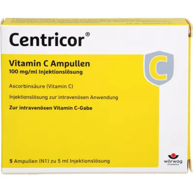 CENTRICOR Αμπούλες βιταμίνης C 100 mg/ml ενέσιμο διάλυμα, 5X5 ml