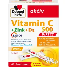 DOPPELHERZ Βιταμίνη C 500+Ψευδάργυρος+D3 Depot DIRECT Pel., 40 τμχ