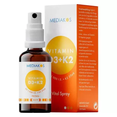 VITAMIN D3+K2 1000 I.U. 20 μg Mediakos Vital Spray, 20 ml