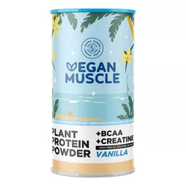 VEGAN MUSCLE Πρωτεΐνη βανίλια ασπράδι αυγού + κρεατίνη σε σκόνη, 600 g