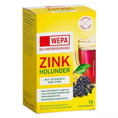 Wepa zinc elderberry + βιταμίνη C + ψευδάργυρος σε σκόνη χωρίς ζάχαρη, 10x10 g