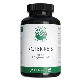 GREEN NATURALS Κάψουλες κόκκινου ρυζιού Monacolin K vegan, 180 τεμάχια